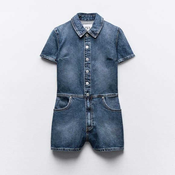 NWT ZARA Denim Mini Romper/Jumpsuit - Picture 6 of 8